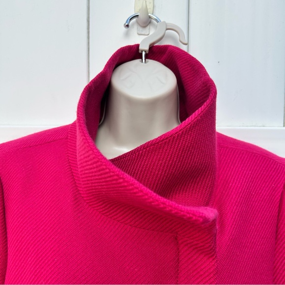 Talbots Raspberry Wool Jacket with Asymmetrical Collar and off center zip | 14P - Picture 2 of 9